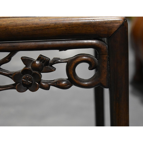 1981 - TWO LATE 19TH CENTURY CHINESE HARDWOOD TABLES. Largest 72 cm x 50 cm x 35 cm. (2)