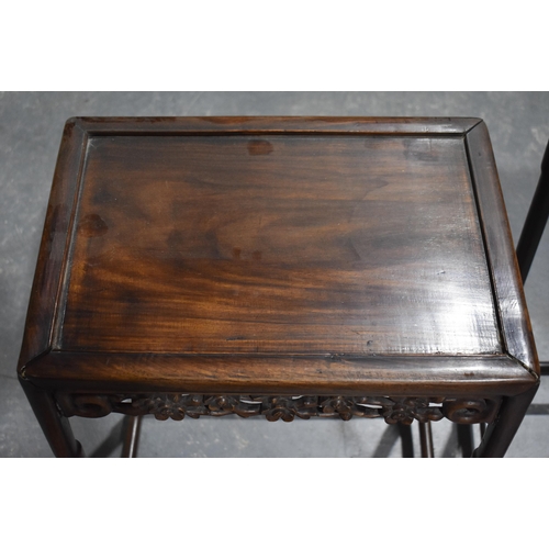 1981 - TWO LATE 19TH CENTURY CHINESE HARDWOOD TABLES. Largest 72 cm x 50 cm x 35 cm. (2)