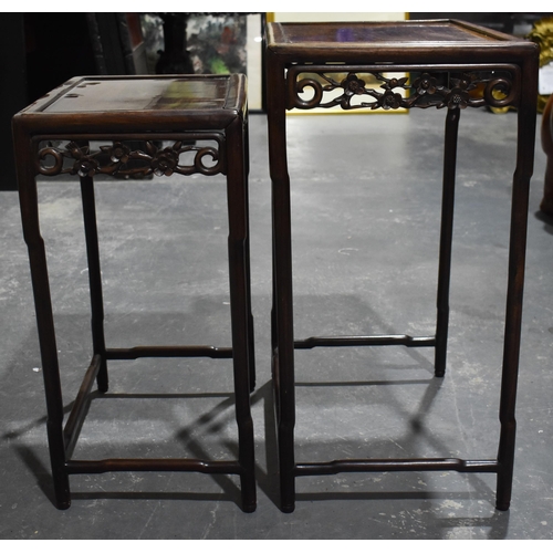 1981 - TWO LATE 19TH CENTURY CHINESE HARDWOOD TABLES. Largest 72 cm x 50 cm x 35 cm. (2)