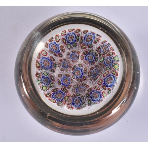 1989 - AN ANTIQUE GLASS PAPERWEIGHT together with a silver mounted Worcester jar etc. (qty)