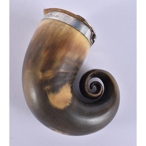 1994 - AN ANTIQUE SCOTTISH HORN SNUFF MULL. 85.2 grams. 8.25 cm x 7.75 cm.