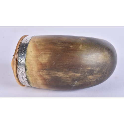 1994 - AN ANTIQUE SCOTTISH HORN SNUFF MULL. 85.2 grams. 8.25 cm x 7.75 cm.