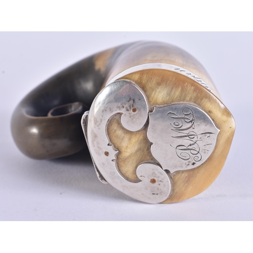 1994 - AN ANTIQUE SCOTTISH HORN SNUFF MULL. 85.2 grams. 8.25 cm x 7.75 cm.