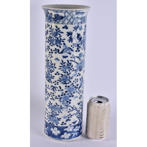 2006 - A LARGE 19TH CENTURY CHINESE BLUE AND WHITE PORCELAIN VASE Qing, painted with birds and foliage. 36 ... 