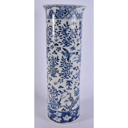 2006 - A LARGE 19TH CENTURY CHINESE BLUE AND WHITE PORCELAIN VASE Qing, painted with birds and foliage. 36 ... 