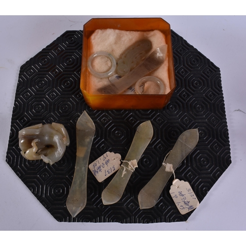 2016 - ASSORTED 19TH CENTURY CHINESE JADE including rings, hair slides etc. (qty)