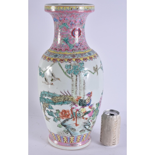 2018 - A CHINESE FAMILLE ROSE PORCELAIN VASE. 45 cm high.