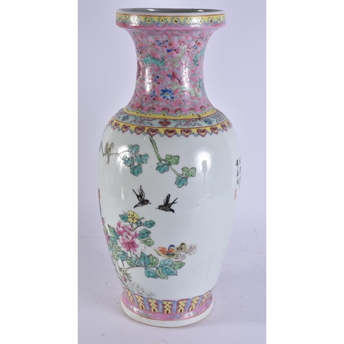 2018 - A CHINESE FAMILLE ROSE PORCELAIN VASE. 45 cm high.