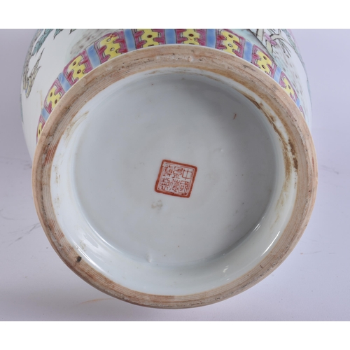 2018 - A CHINESE FAMILLE ROSE PORCELAIN VASE. 45 cm high.