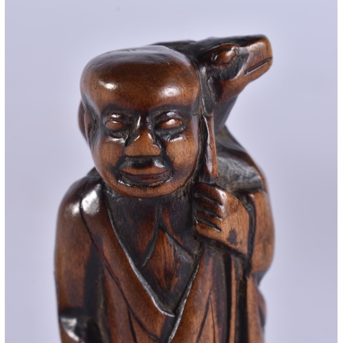 2021 - TWO 18TH CENTURY JAPANESE EDO PERIOD CARVED WOOD NETSUKES. Largest 8 cm long. (2)