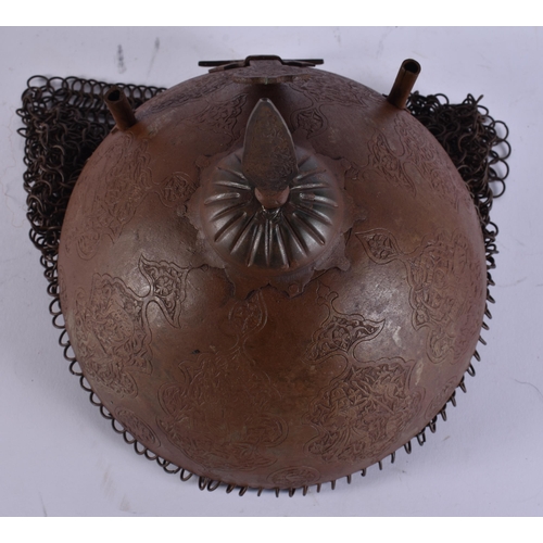 2035 - A MIDDLE EASTERN ISLAMIC PERSIAN HELMET. 21 cm x 36 cm.