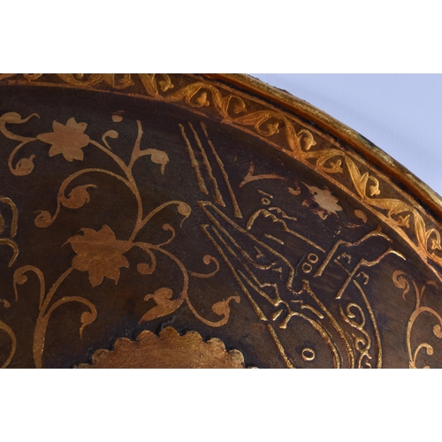 2037 - AN ISLAMIC PERSIAN GILDED TARGE SHIELD. 45 cm wide.