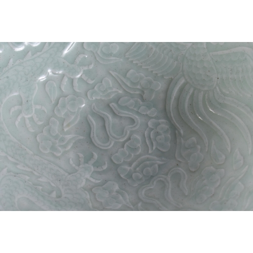 2050 - A CHINESE QING DYNASTY GREEN GLAZED GINGER JAR together with a blue glazed dragon bowl. Largest 20 c... 