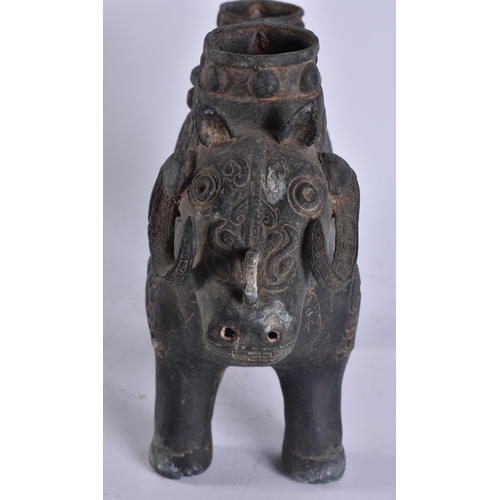 2051 - A CHINESE BRONZE ZOOMORPHIC BEAST ZUN VESSEL. 38 cm x 26 cm.