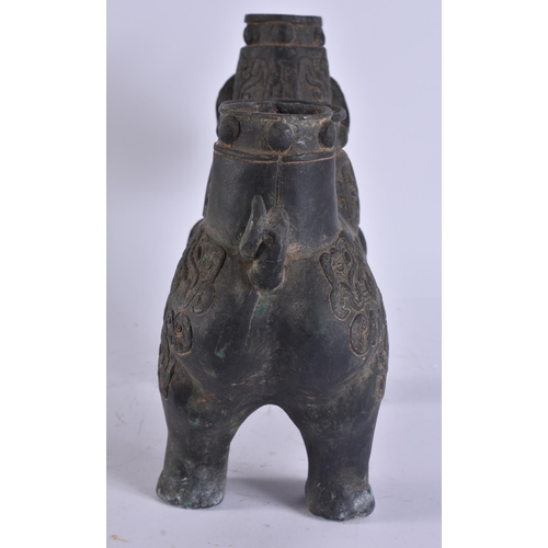 2051 - A CHINESE BRONZE ZOOMORPHIC BEAST ZUN VESSEL. 38 cm x 26 cm.