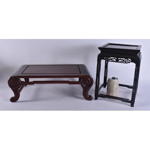 2054 - TWO EARLY 20TH CENTURY CHINESE CARVED WOOD SCHOLARS STANDS Late Qing/Republic. Largest 44 cm x 24 cm... 