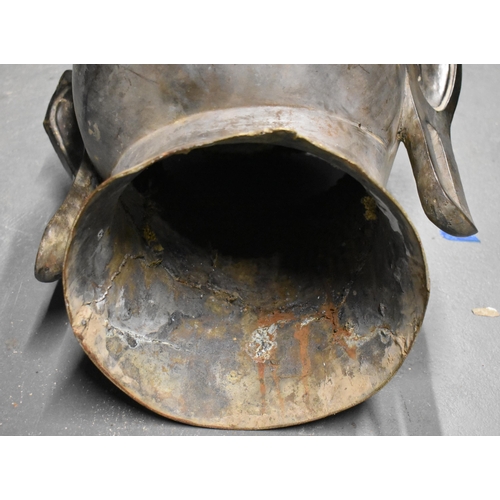 2091 - A MONUMENTAL ANTIQUE SOUTH EAST ASIAN THAI BRONZE BUDDHA HEAD. 75 cm x 37 cm x 35 cm.