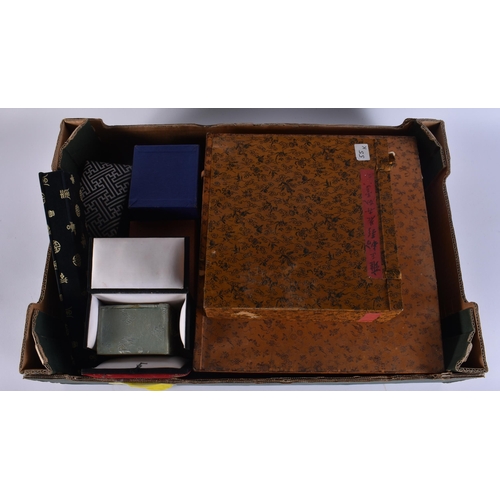 2122 - A CASED SET OF CHINESE SILVER BLADED MOTHER OF PEARL WAIKEE CUTLERY. Each fork 360 grams overall, kn... 