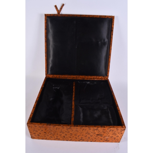 2122 - A CASED SET OF CHINESE SILVER BLADED MOTHER OF PEARL WAIKEE CUTLERY. Each fork 360 grams overall, kn... 