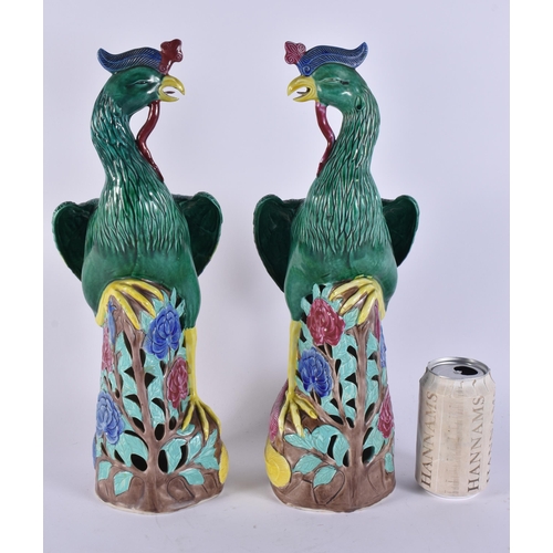 2125 - A LARGE PAIR OF EARLY 20TH CENTURY CHINESE PORCELAIN HOHO BIRDS Late Qing/Republic. 40 cm high.
