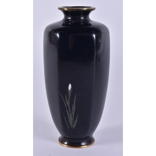 2134 - A LATE 19TH CENTURY JAPANESE MEIJI PERIOD CLOISONNE ENAMEL VASE decorated with birds. 12.5 cm high.