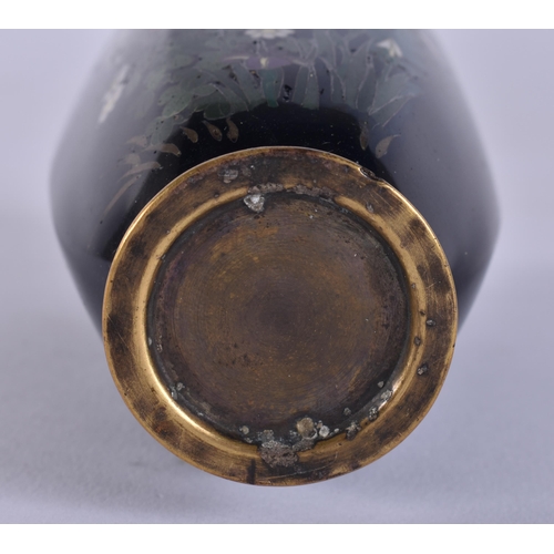 2134 - A LATE 19TH CENTURY JAPANESE MEIJI PERIOD CLOISONNE ENAMEL VASE decorated with birds. 12.5 cm high.