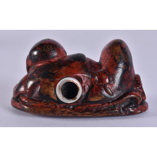 2138 - A 19TH CENTURY JAPANESE MEIJI PERIOD NEGORO LACQUERED WOOD NETSUKE. 5.5 cm x 2.5 cm.