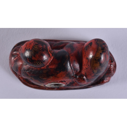 2138 - A 19TH CENTURY JAPANESE MEIJI PERIOD NEGORO LACQUERED WOOD NETSUKE. 5.5 cm x 2.5 cm.