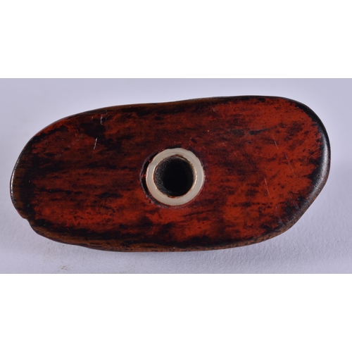 2138 - A 19TH CENTURY JAPANESE MEIJI PERIOD NEGORO LACQUERED WOOD NETSUKE. 5.5 cm x 2.5 cm.