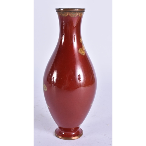 2161 - A 19TH CENTURY JAPANESE MEIJI PERIOD CLOISONNE ENAMEL VASE. 18 cm high.