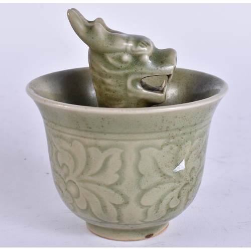 2166 - A CHINESE PORCELAIN DRAGON TEABOWL. 8.5 cm wide.