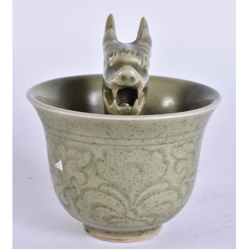 2166 - A CHINESE PORCELAIN DRAGON TEABOWL. 8.5 cm wide.
