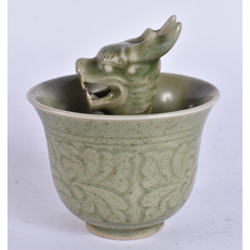 2166 - A CHINESE PORCELAIN DRAGON TEABOWL. 8.5 cm wide.