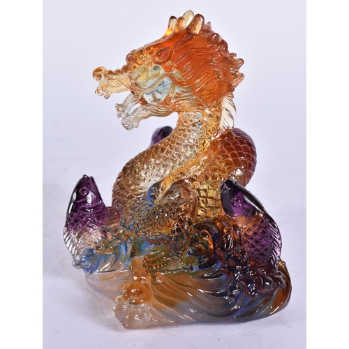 2169 - A CHINESE PEKING GLASS DRAGON. 10 cm x 7 cm.