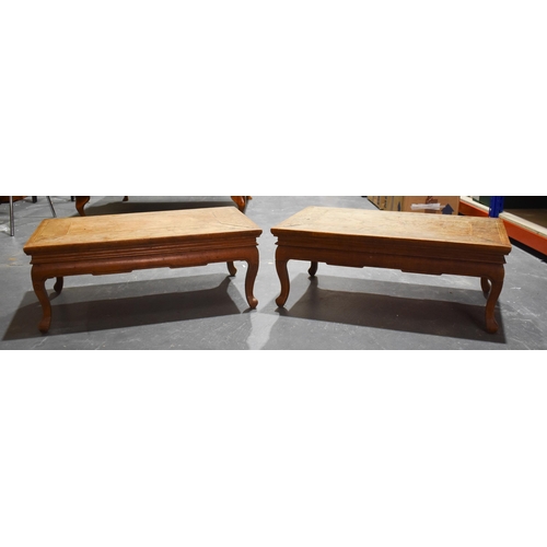 2187 - A RARE PAIR OF CHINESE QING DYNASTY FOLDING HARDWOOD CAMPAIGN TABLES. 30 cm x 47 cm x 76 cm.