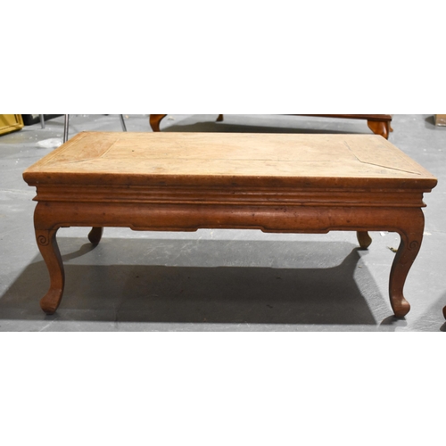 2187 - A RARE PAIR OF CHINESE QING DYNASTY FOLDING HARDWOOD CAMPAIGN TABLES. 30 cm x 47 cm x 76 cm.