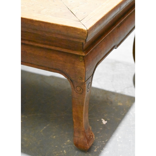 2187 - A RARE PAIR OF CHINESE QING DYNASTY FOLDING HARDWOOD CAMPAIGN TABLES. 30 cm x 47 cm x 76 cm.