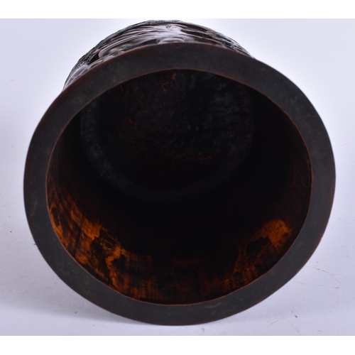 2202 - A CHINESE CARVED BAMBOO BRUSH POT. 16.5 cm high.