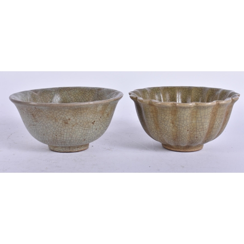 2216 - TWO CHINESE CELADON TEABOWLS. 9 cm wide. (2)