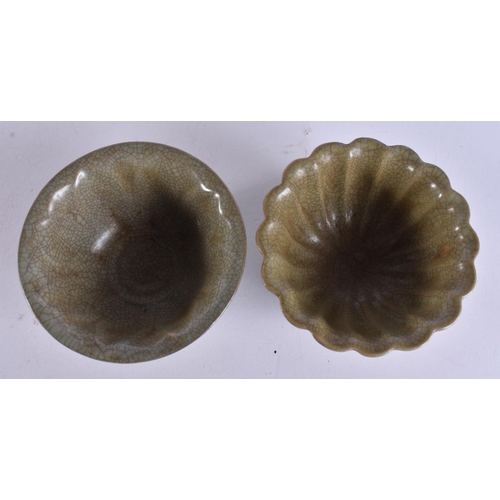 2216 - TWO CHINESE CELADON TEABOWLS. 9 cm wide. (2)