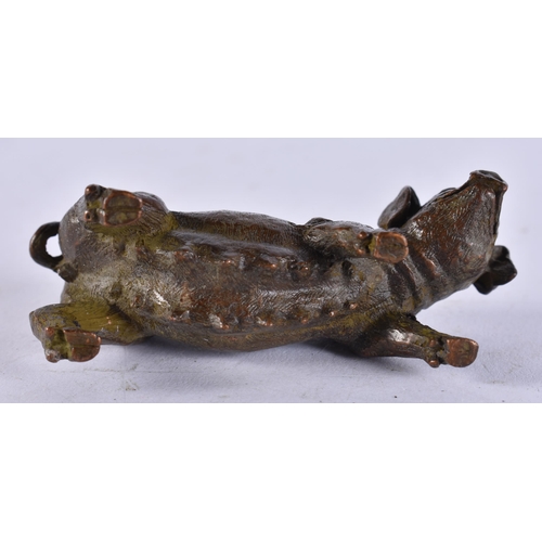2253 - A JAPANESE BRONZE PIG. 203 grams. 7.5 cm x 3.5 cm.