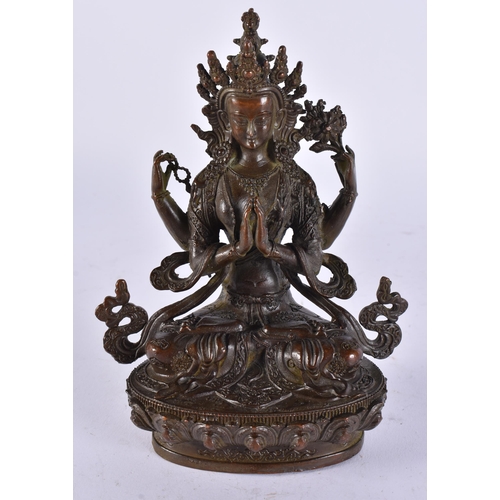 2285 - A CHINESE BRONZE BUDDHA. 777 grams. 15 cm x 12 cm.