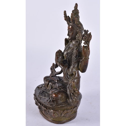 2285 - A CHINESE BRONZE BUDDHA. 777 grams. 15 cm x 12 cm.