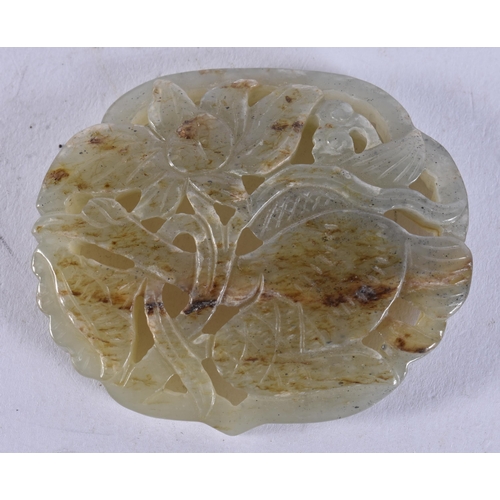 2288 - A CHINESE JADE PLAQUE. 34 grams. 6 cm x 5 cm.