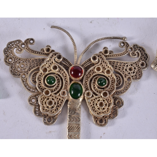 2331 - THREE CHINESE WHITE METAL HAIR PINS. 88 grams. 16 cm long. (3)