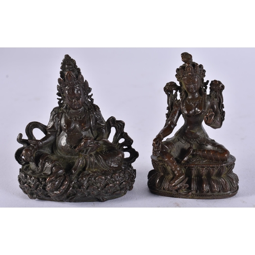 2335 - TWO BRONZE BUDDHAS. 160 grams. 5.75 cm x 5.5 cm. (2)