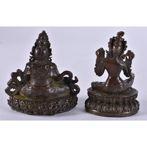 2335 - TWO BRONZE BUDDHAS. 160 grams. 5.75 cm x 5.5 cm. (2)