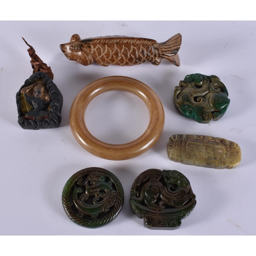 2353 - ASSORTED CHINESE JADE etc. 424 grams. Largest 12 cm long. (7)