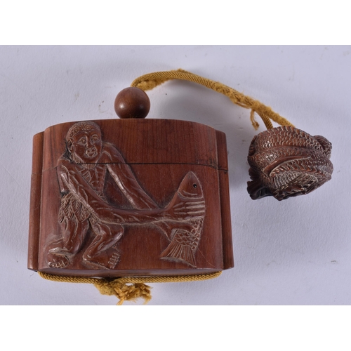 2399 - A JAPANESE WOOD INRO. 82 grams. 8 cm x 6 cm.