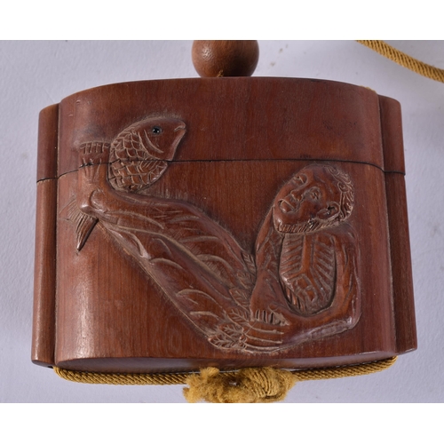 2399 - A JAPANESE WOOD INRO. 82 grams. 8 cm x 6 cm.